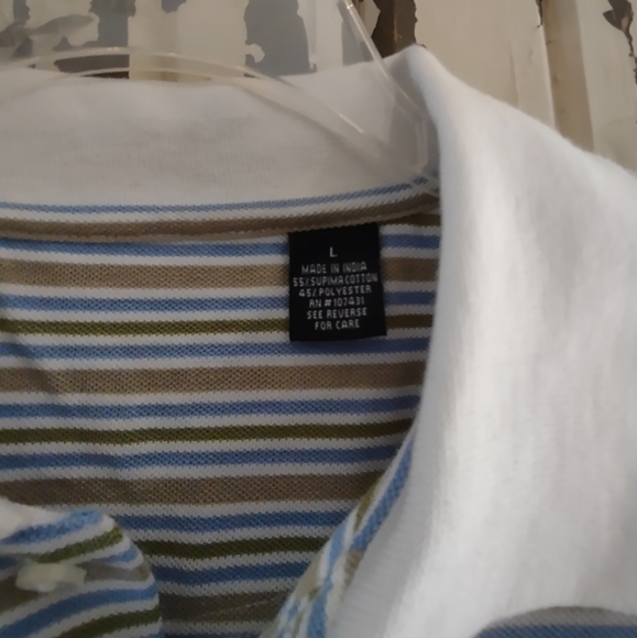 Large, by Softec, Blue, White, Green, and Tan Striped, NWOT - Picture 3 of 6